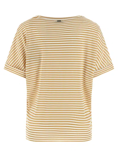 Herno Striped Lyocell Blend T-shirt In Gray