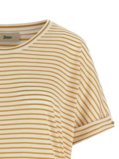 Herno Striped Lyocell Blend T-shirt In Gray
