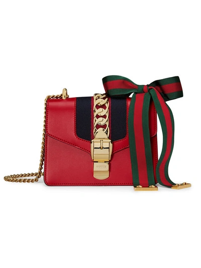 Shop Gucci Sylvie Leather Mini Chain Bag - Red