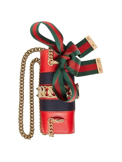 Shop Gucci Sylvie Leather Mini Chain Bag - Red