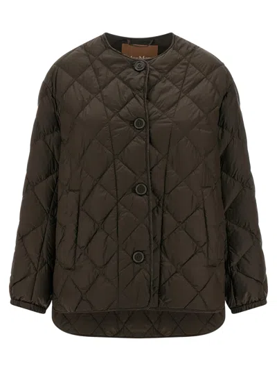 Max Mara Quilted Diamond-patterned Polyamide Down Jacket In Brown