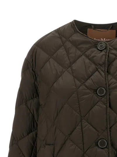 Max Mara Quilted Diamond-patterned Polyamide Down Jacket In Brown