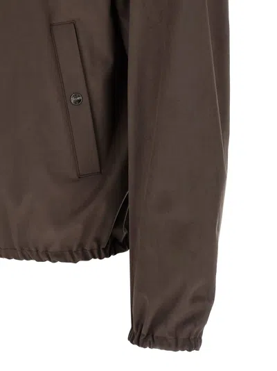 Herno Suede-effect Polyester Jacket In Brown
