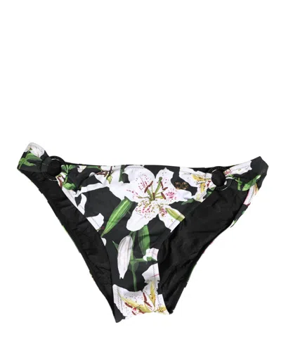 Dolce & Gabbana Lily-print Bikini Bottom In Multi