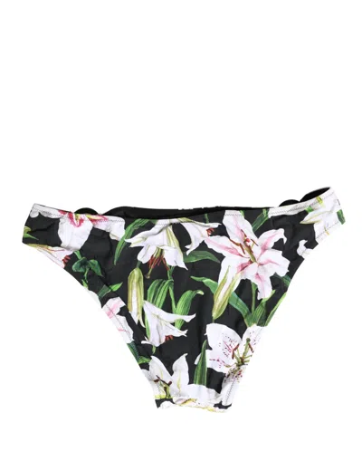 Dolce & Gabbana Lily-print Bikini Bottom In Multi