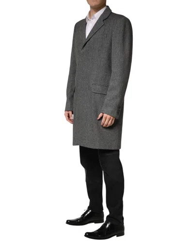 Dolce & Gabbana Wool-blend Single-breasted Coat In Gray