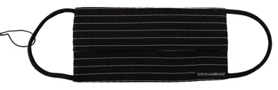 Dolce & Gabbana Striped Silk-polyester Face Mask In Black