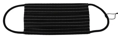 Dolce & Gabbana Striped Silk-polyester Face Mask In Black