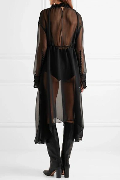 Shop Magda Butrym Aviles Asymmetric Crochet-trimmed Silk-chiffon Dress