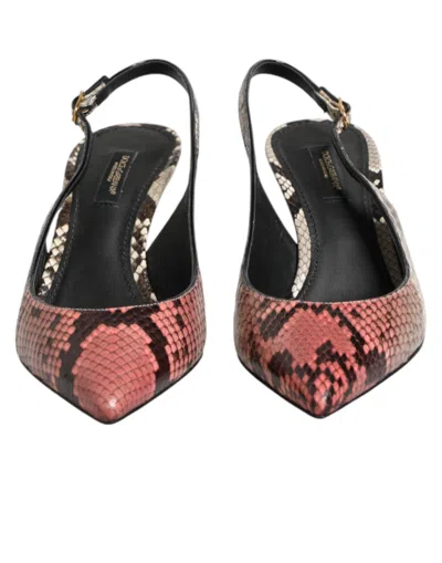 Dolce & Gabbana Python And Leather Slingback Heel In Black