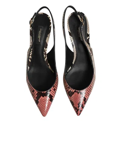Dolce & Gabbana Python And Leather Slingback Heel In Black
