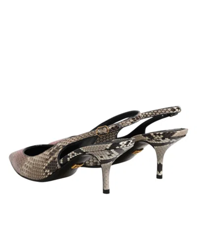 Dolce & Gabbana Python And Leather Slingback Heel In Black