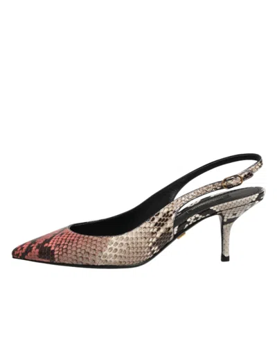 Dolce & Gabbana Python And Leather Slingback Heel In Black
