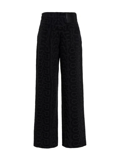 Marc Jacobs Monogram Patterned Straight Leg Jeans In Black
