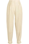 HILLIER BARTLEY Buckled pinstriped wool-twill pants