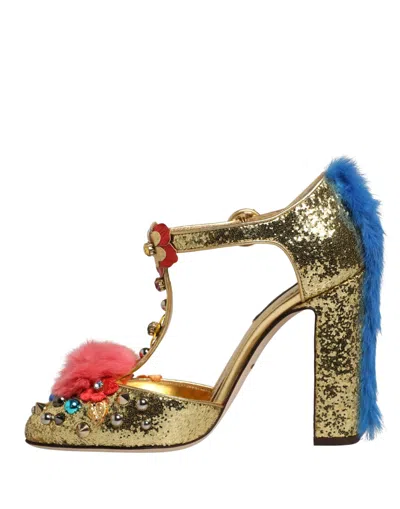 Dolce & Gabbana Vally T-strap Heel In Multi