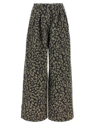 Alanui Seattle Jungle Wide Leg Jeans In Gray