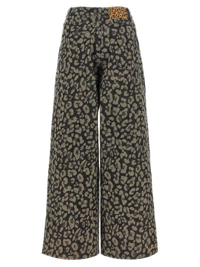 Alanui Seattle Jungle Wide Leg Jeans In Gray
