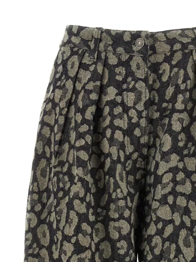 Alanui Seattle Jungle Wide Leg Jeans In Gray