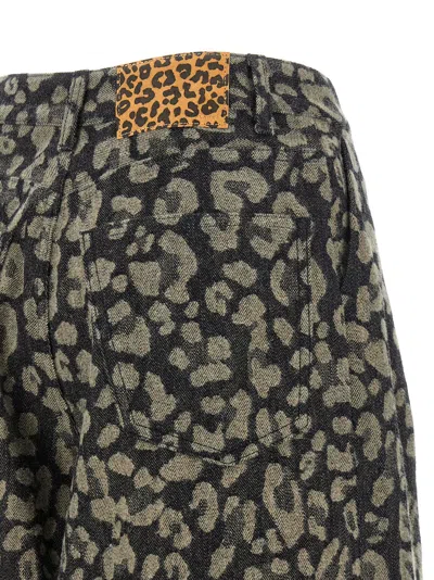 Alanui Seattle Jungle Wide Leg Jeans In Gray