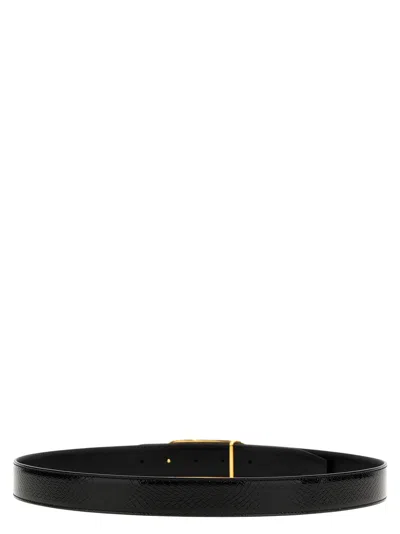Tom Ford Python-print Leather Reversible Belt In Black