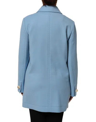 Dolce & Gabbana Blue Buttoned Down Trench Coat Jacket In Blue