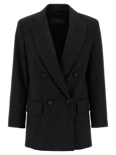 Max Mara Sequin Doublebreasted Blazer In Black