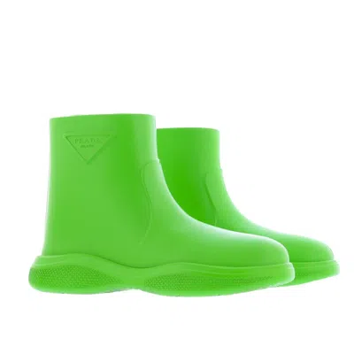 Prada Bicolor Rubber Rain Boots In Green