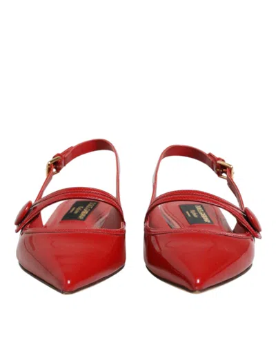Dolce & Gabbana Leather Slingback Flat In Red