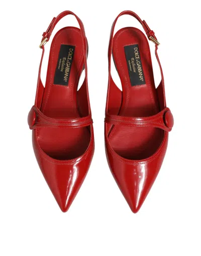Dolce & Gabbana Leather Slingback Flat In Red