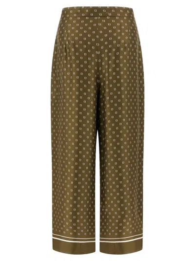 Max Mara Green Straight Flat Front Pants In Green