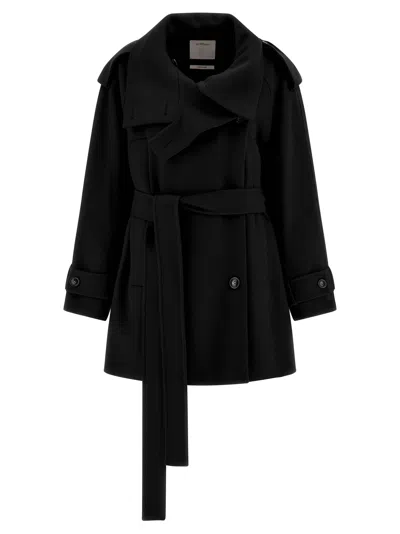 Sportmax Virgin Wool Double-breasted Coat In Black