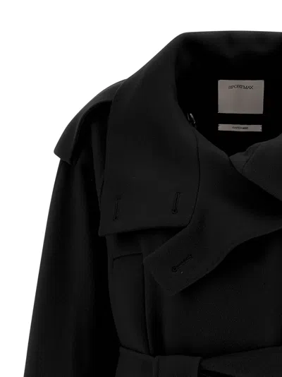 Sportmax Virgin Wool Double-breasted Coat In Black