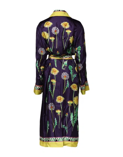 Dolce & Gabbana Floral Silk Long Sleeve Lounge Robe In Multi