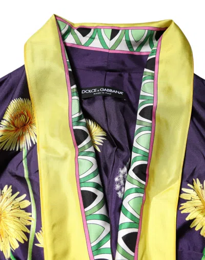 Dolce & Gabbana Floral Silk Long Sleeve Lounge Robe In Multi