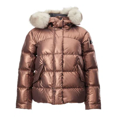 Peuterey Pink Polyester Full-length Jacket In Brown