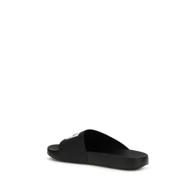 Givenchy Black Sandals With Wide Band And Contrasting Logo Patch In Rubber Man In Black
