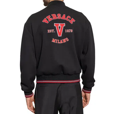 Versace Virgin Wool Bomber Jacket In Black