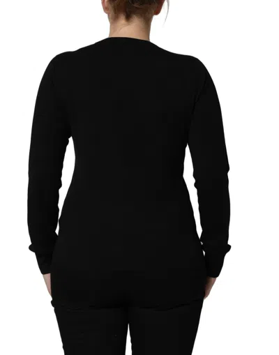 Dolce & Gabbana Black Angels Wool Crew Neck Pullover Sweater In Multi