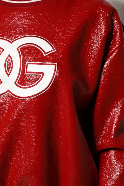 Dolce & Gabbana Wool Dglogo Pullover Sweater Shiny Finish In Red