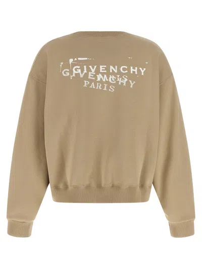 Givenchy Logo-embroidered Cotton Sweatshirt In Neutral
