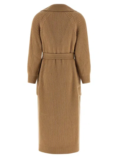 Max Mara Ribbed-knit Wool Coat In Neutral