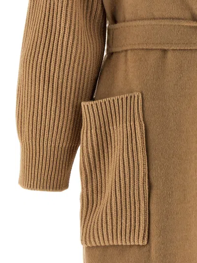 Max Mara Ribbed-knit Wool Coat In Neutral