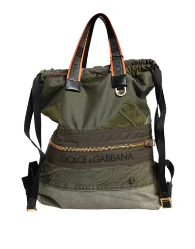 Dolce & Gabbana Cotton-nylon Patchwork Backpack In Green