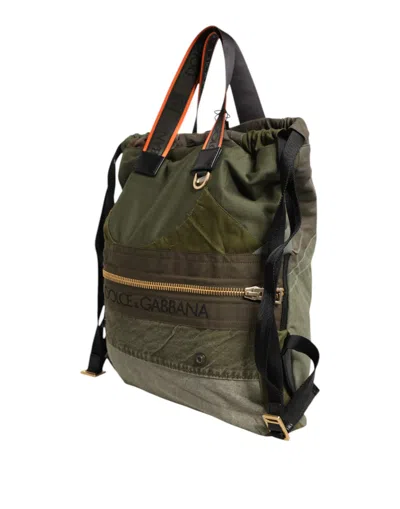 Dolce & Gabbana Cotton-nylon Patchwork Backpack In Green