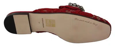 Dolce & Gabbana Lace-embellished Crystal Slide Flat In Multi