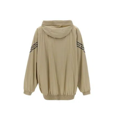 Prada Cotton Shell Hooded Jacket In Neutral