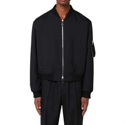 Jil Sander Polyester Bomber Bomber Jacket In Black