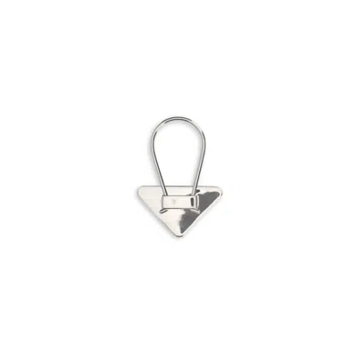 Prada Enameled Logo Triangular Key Case In Black