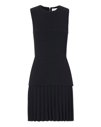 Dion Lee Linear Crepe Pleated Mini Dress In Navy